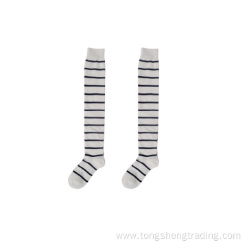 long antibacterial over knee striped cotton lady's socks